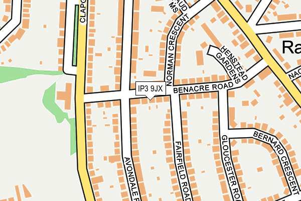 IP3 9JX map - OS OpenMap – Local (Ordnance Survey)