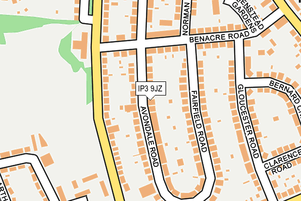 IP3 9JZ map - OS OpenMap – Local (Ordnance Survey)