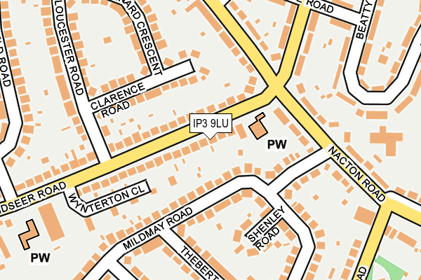 IP3 9LU map - OS OpenMap – Local (Ordnance Survey)