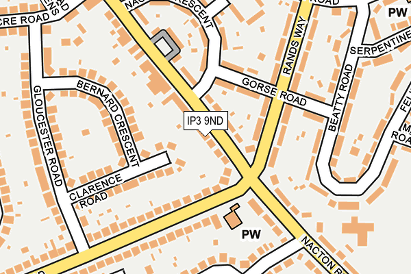 IP3 9ND map - OS OpenMap – Local (Ordnance Survey)