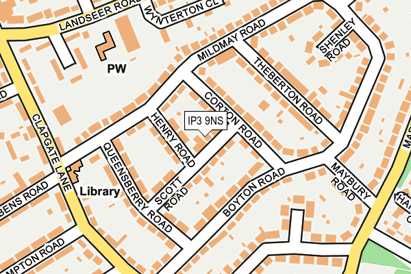IP3 9NS map - OS OpenMap – Local (Ordnance Survey)