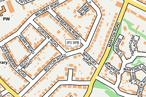 IP3 9PB map - OS OpenMap – Local (Ordnance Survey)