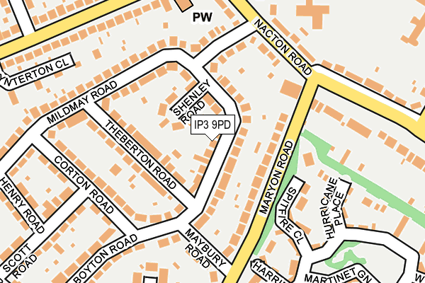 IP3 9PD map - OS OpenMap – Local (Ordnance Survey)
