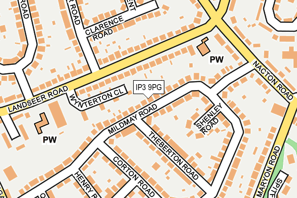 IP3 9PG map - OS OpenMap – Local (Ordnance Survey)