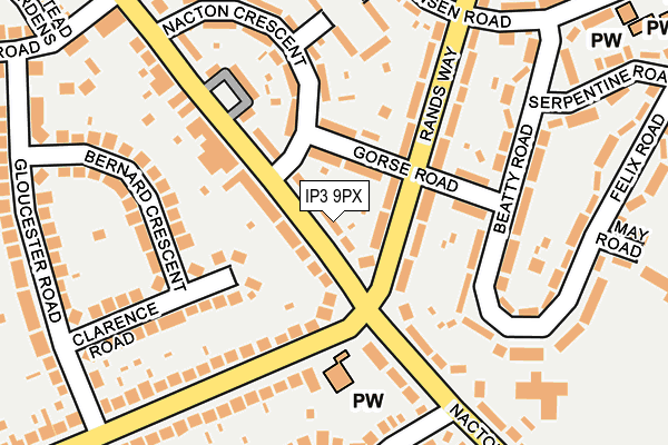 IP3 9PX map - OS OpenMap – Local (Ordnance Survey)
