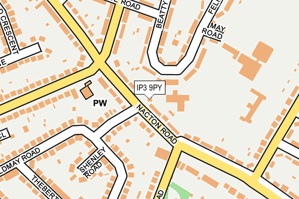 IP3 9PY map - OS OpenMap – Local (Ordnance Survey)