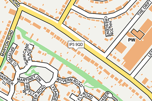 IP3 9QD map - OS OpenMap – Local (Ordnance Survey)