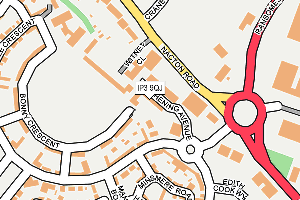 IP3 9QJ map - OS OpenMap – Local (Ordnance Survey)