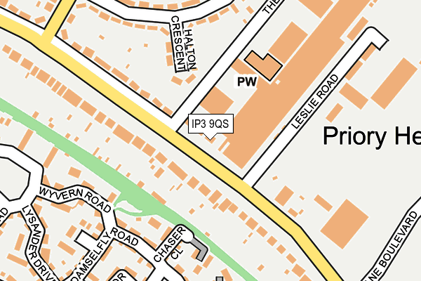 IP3 9QS map - OS OpenMap – Local (Ordnance Survey)