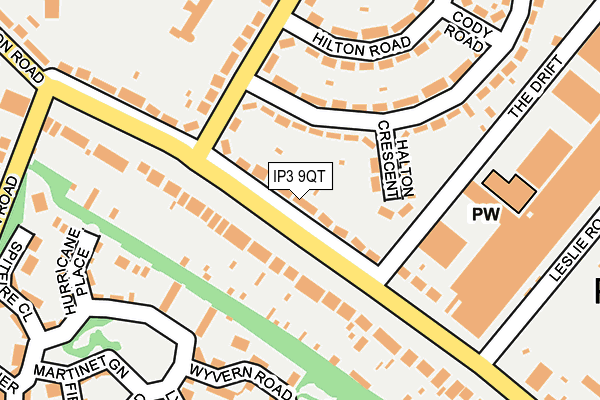 IP3 9QT map - OS OpenMap – Local (Ordnance Survey)