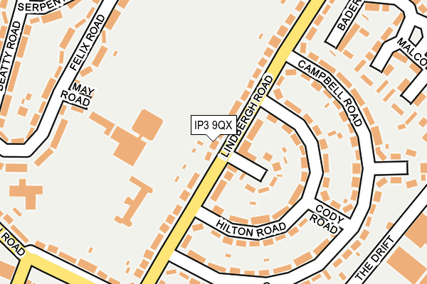 IP3 9QX map - OS OpenMap – Local (Ordnance Survey)