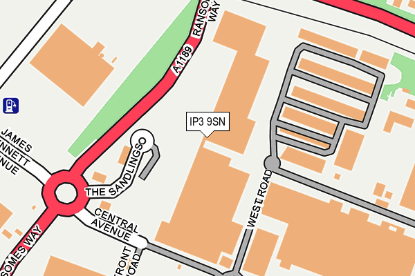 IP3 9SN map - OS OpenMap – Local (Ordnance Survey)