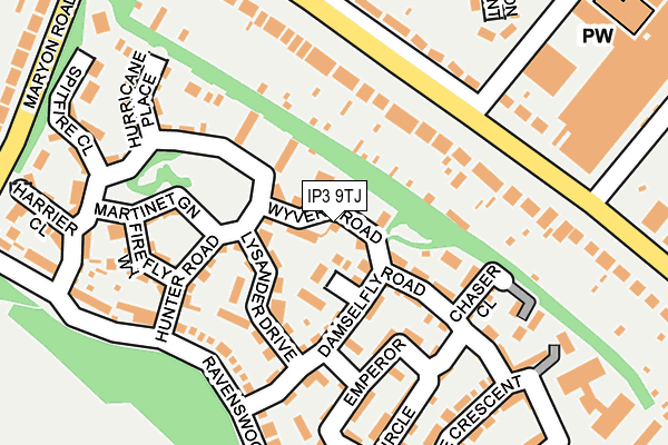 IP3 9TJ map - OS OpenMap – Local (Ordnance Survey)