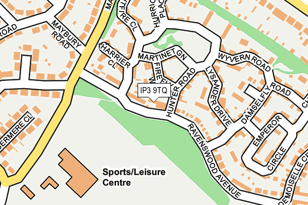 IP3 9TQ map - OS OpenMap – Local (Ordnance Survey)