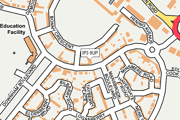 IP3 9UP map - OS OpenMap – Local (Ordnance Survey)