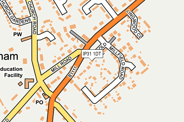 IP31 1DT map - OS OpenMap – Local (Ordnance Survey)