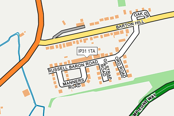 IP31 1TA map - OS OpenMap – Local (Ordnance Survey)