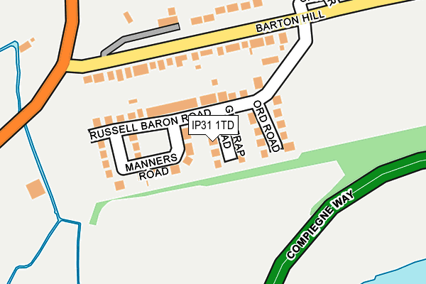 IP31 1TD map - OS OpenMap – Local (Ordnance Survey)