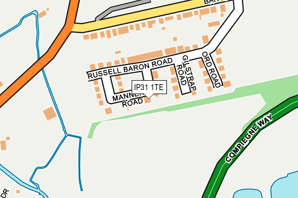 IP31 1TE map - OS OpenMap – Local (Ordnance Survey)
