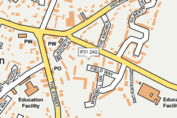 IP31 2AG map - OS OpenMap – Local (Ordnance Survey)