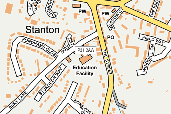 IP31 2AW map - OS OpenMap – Local (Ordnance Survey)