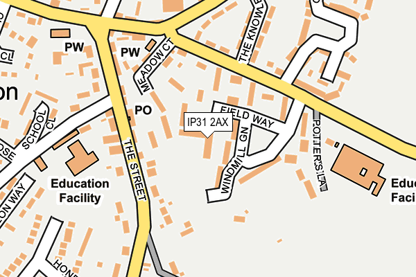 IP31 2AX map - OS OpenMap – Local (Ordnance Survey)