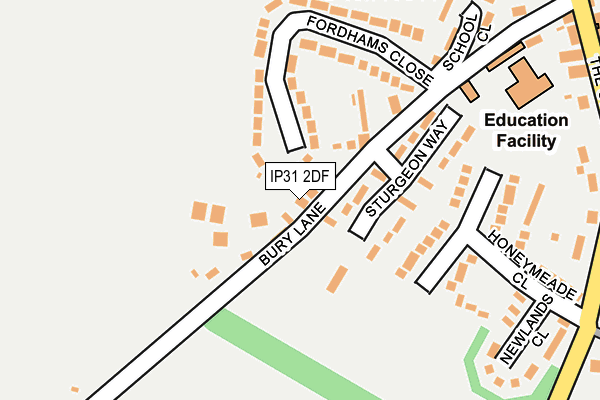 IP31 2DF map - OS OpenMap – Local (Ordnance Survey)