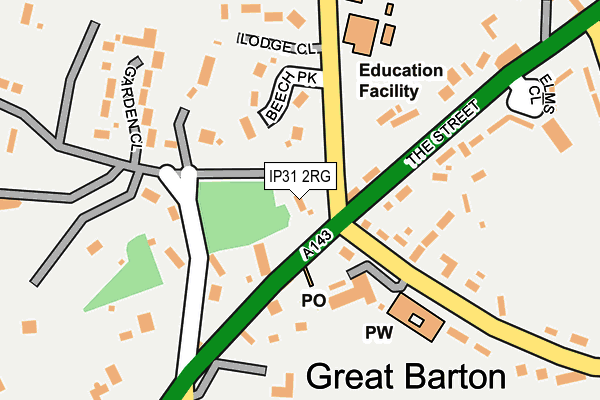 IP31 2RG map - OS OpenMap – Local (Ordnance Survey)