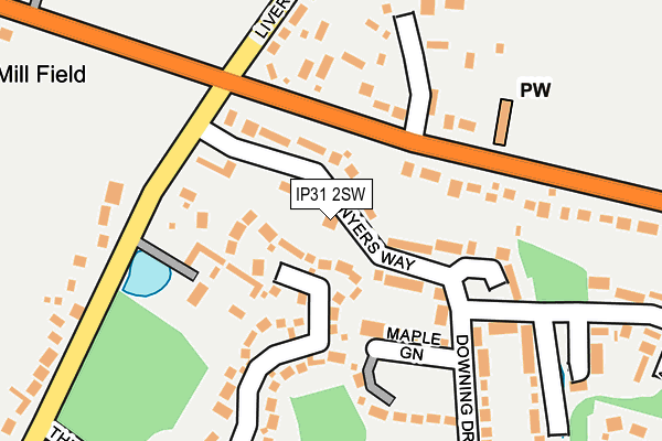 IP31 2SW map - OS OpenMap – Local (Ordnance Survey)