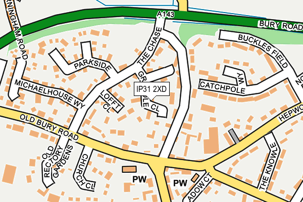 IP31 2XD map - OS OpenMap – Local (Ordnance Survey)