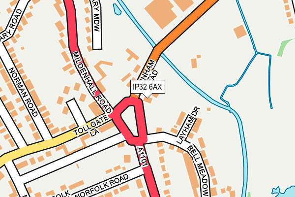 IP32 6AX map - OS OpenMap – Local (Ordnance Survey)