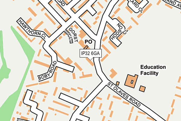 IP32 6GA map - OS OpenMap – Local (Ordnance Survey)