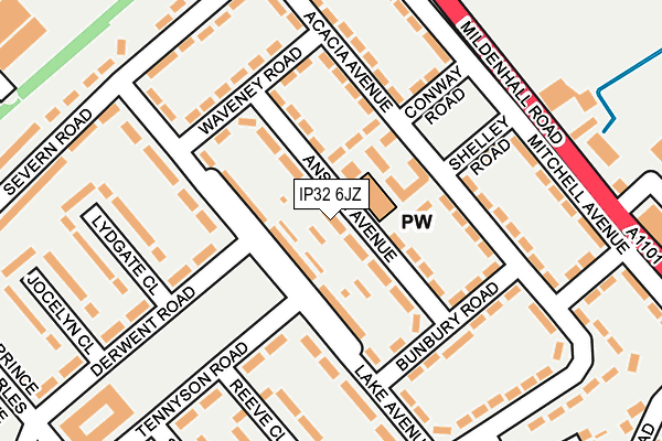 IP32 6JZ map - OS OpenMap – Local (Ordnance Survey)