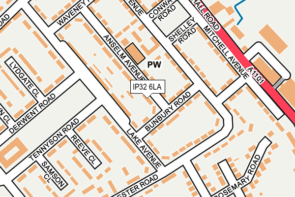 IP32 6LA map - OS OpenMap – Local (Ordnance Survey)