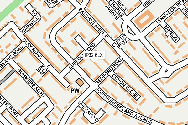 IP32 6LX map - OS OpenMap – Local (Ordnance Survey)