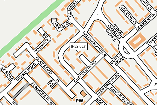 IP32 6LY map - OS OpenMap – Local (Ordnance Survey)