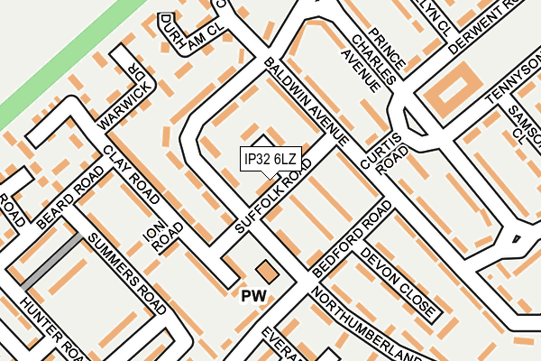 IP32 6LZ map - OS OpenMap – Local (Ordnance Survey)