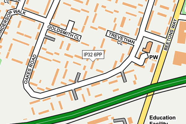 IP32 6PP map - OS OpenMap – Local (Ordnance Survey)