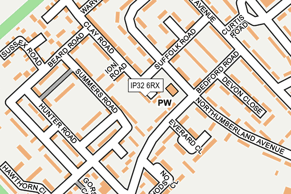 IP32 6RX map - OS OpenMap – Local (Ordnance Survey)