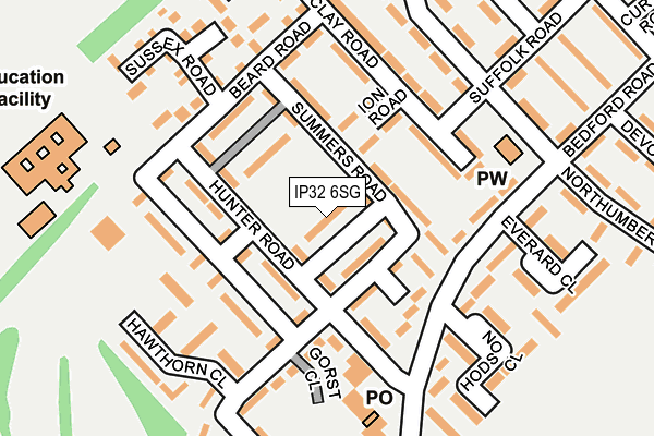 IP32 6SG map - OS OpenMap – Local (Ordnance Survey)