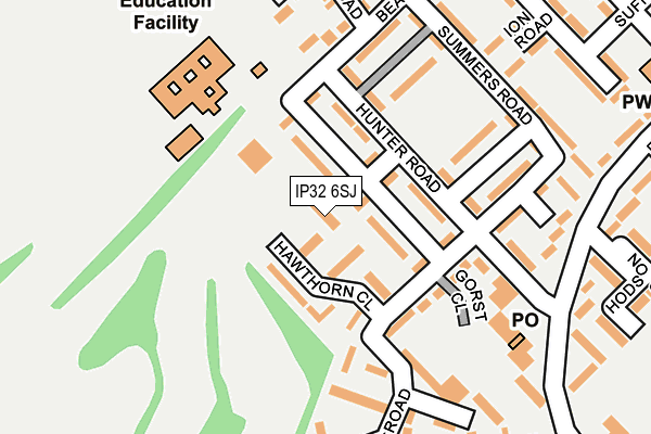 IP32 6SJ map - OS OpenMap – Local (Ordnance Survey)