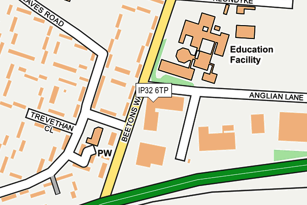 IP32 6TP map - OS OpenMap – Local (Ordnance Survey)