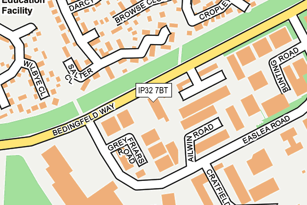 IP32 7BT map - OS OpenMap – Local (Ordnance Survey)