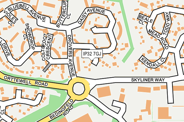 IP32 7GJ map - OS OpenMap – Local (Ordnance Survey)