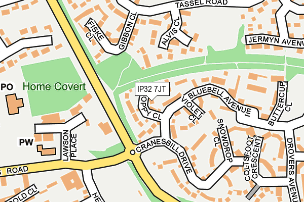 IP32 7JT map - OS OpenMap – Local (Ordnance Survey)