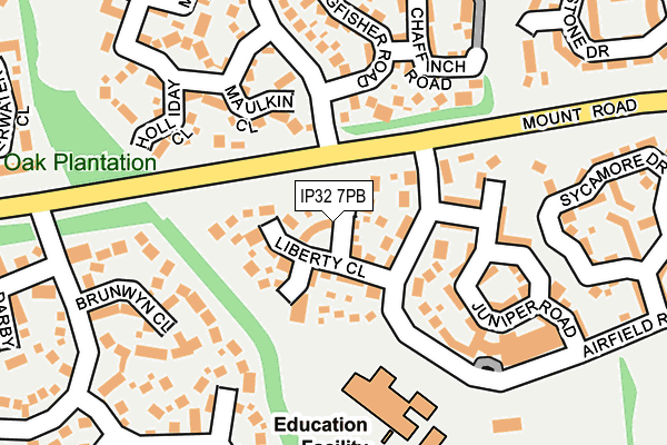 IP32 7PB map - OS OpenMap – Local (Ordnance Survey)