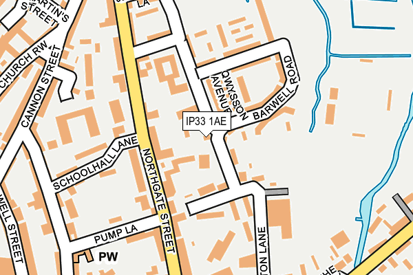 IP33 1AE map - OS OpenMap – Local (Ordnance Survey)