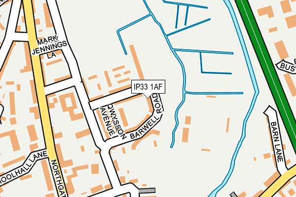 IP33 1AF map - OS OpenMap – Local (Ordnance Survey)