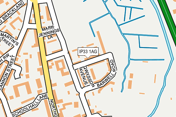 IP33 1AG map - OS OpenMap – Local (Ordnance Survey)