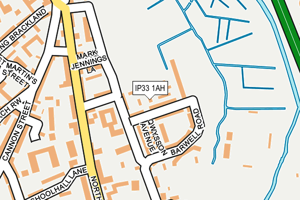 IP33 1AH map - OS OpenMap – Local (Ordnance Survey)